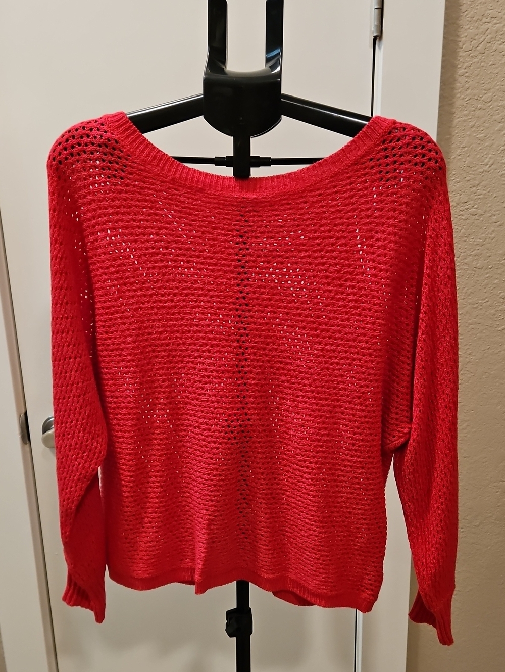Miracle Pink Open-Knit Scoop Neck Sweater